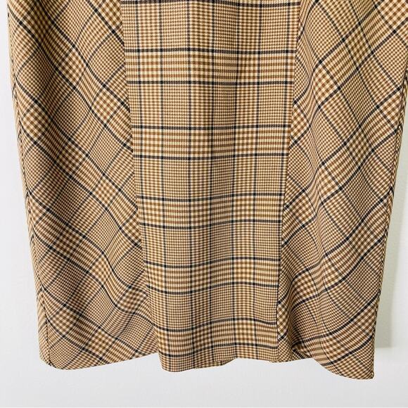 7th Avenue brown black tan plaid pleated ruffle preppy academia midi skirt 8 - Picture 3 of 7